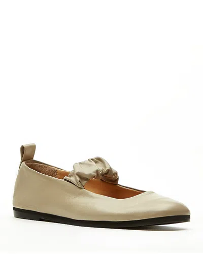 La Canadienne Grey Leather Mary Jane Ballerina Flats