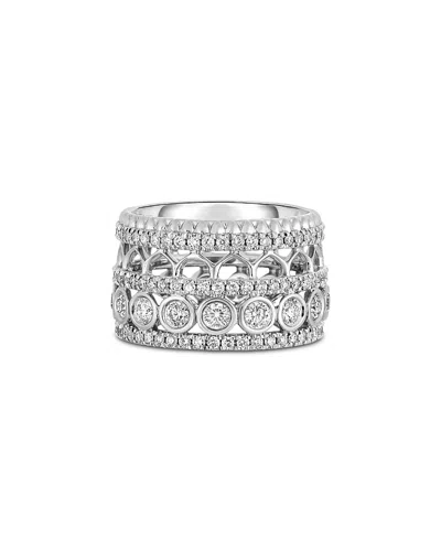 Roberto Coin 18k White Gold Cento Diamond Rosette Wide Multirow Ring