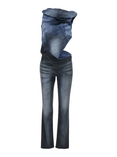 Diesel Black Sleeveless Jumpsuit With Cut-out On The Back In Cotton Blend And Tech Fabric Woman