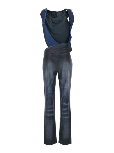 Diesel Black Sleeveless Jumpsuit With Cut-out On The Back In Cotton Blend And Tech Fabric Woman