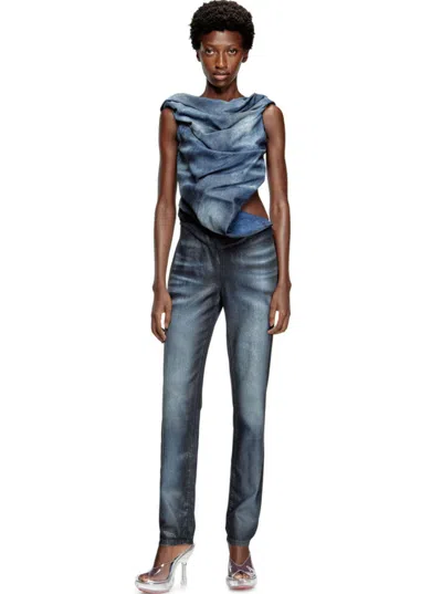 Diesel Black Sleeveless Jumpsuit With Cut-out On The Back In Cotton Blend And Tech Fabric Woman