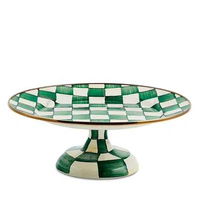 Mackenzie-childs Emerald Check Small Pedestal Platter