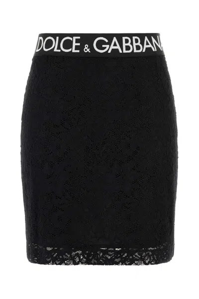 Dolce & Gabbana Stretch Lace Mini Skirt With Elastic Waistband