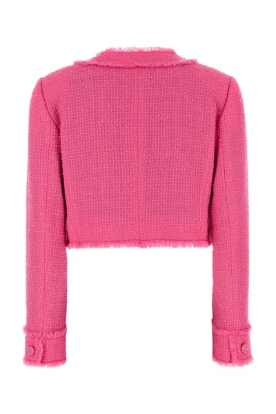 Dolce & Gabbana Fuchsia Short Raschel Tweed Jacket In Pink