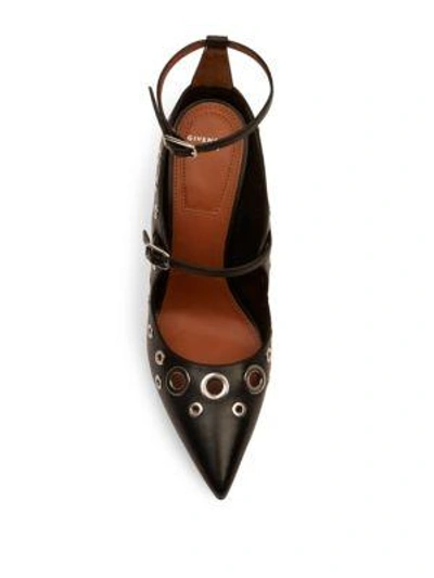 Shop Givenchy Grommeted Leather Point-toe Pumps In Black