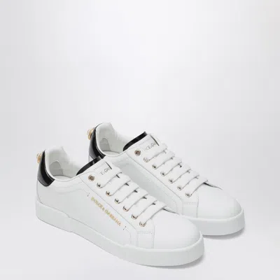 Dolce & Gabbana White Low Top Sneakers With Logo Lettering On The Tongue And Logo Detail On The Heel In Leather Woma