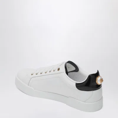 Dolce & Gabbana White Low Top Sneakers With Logo Lettering On The Tongue And Logo Detail On The Heel In Leather Woma