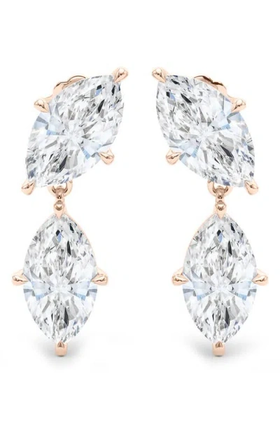 Hautecarat Lab Grown Diamond Twin Marquise Cut Drop Earrings