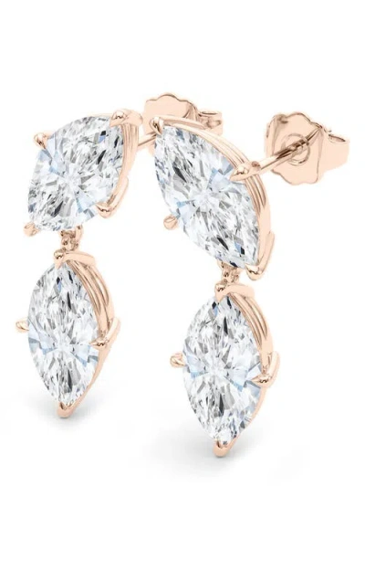Hautecarat Lab Grown Diamond Twin Marquise Cut Drop Earrings