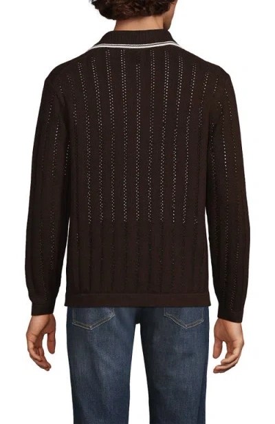 Lands' End Long Sleeve Button Through Summer Polo Cardigan
