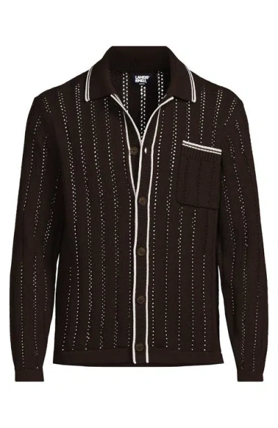 Lands' End Long Sleeve Button Through Summer Polo Cardigan