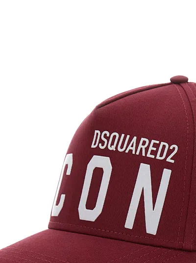 Dsquared2 Red Baseball Cap With Maxi Logo Print On The Front And Logo Lettering On The Rear In Cotton Man