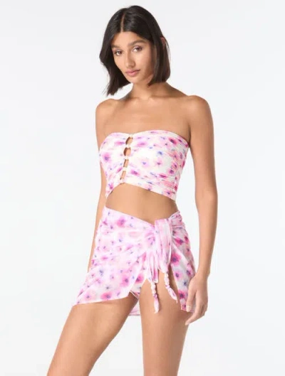 Carmen Marc Valvo Womens Bandeau Shirred Top Bikini Bottoms