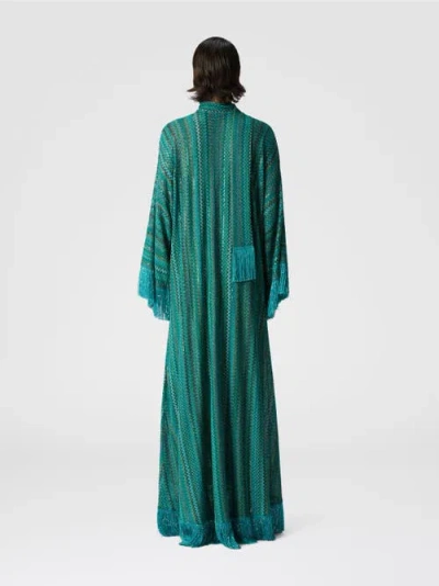 Missoni Zickzack-kaftan Mit Pailletten Und V-ausschnitt Und Abnehmbarem Schal Mit Fransen