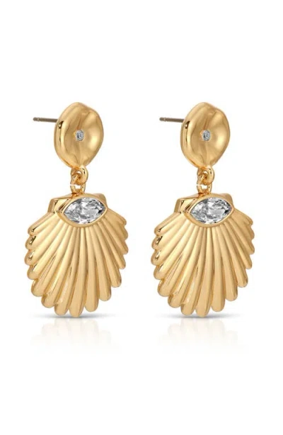 Ettika Santorini Cubic Zirconia Shell Drop Earrings