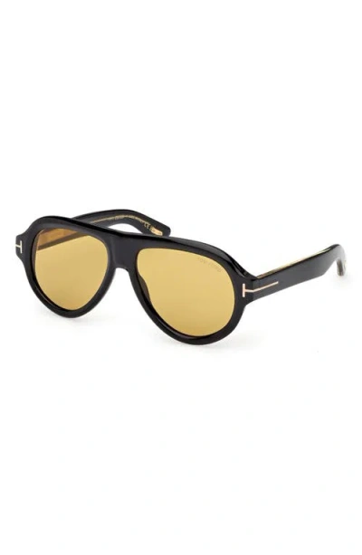 Tom Ford Icon 59mm Pilot Sunglasses In Yellow