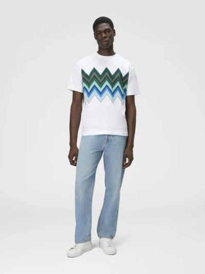 Missoni White Cotton T-shirt With Macro Zigzag Print