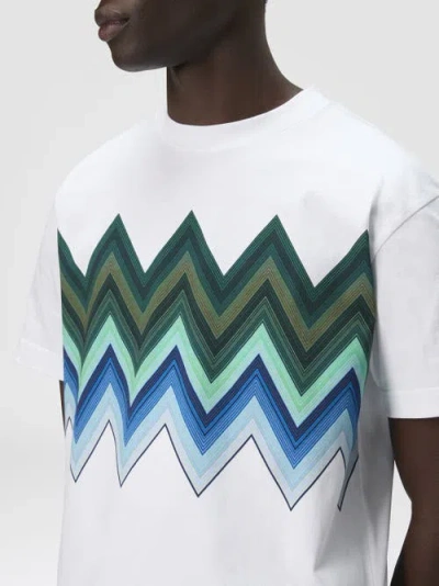 Missoni White Cotton T-shirt With Macro Zigzag Print