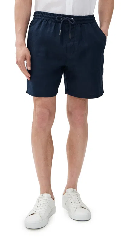 Nn07 Gregor Drawstring Linen Shorts 6.25 Navy Blue