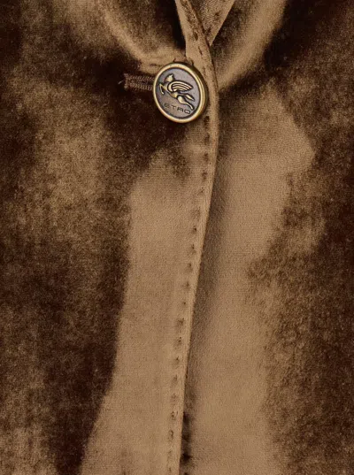 Etro Velvet Single-button Blazer In Brown