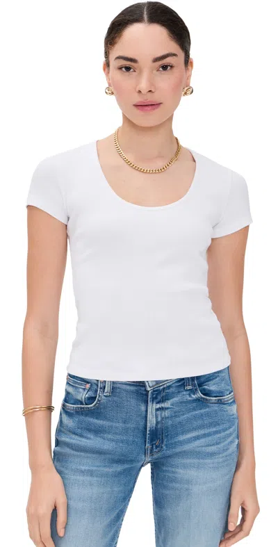 L Agence Brynlee Short Sleeve Scoop Neck Tee White In White