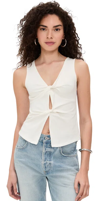 Reformation Womens Fior Di Latte Tefi Knot-front Stretch-cotton Top Xs