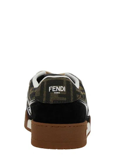 Fendi Match Suede Sneakers With Jacquard Ff Fabric Inserts