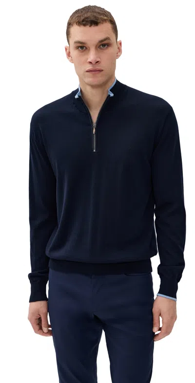 Greyson Saratoga Merino Quarter Zip Sweater Maltese Blue
