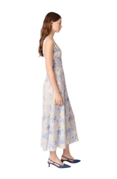 MAJE MAJE PATTERNED MAXI DRESS WITH LACING 
