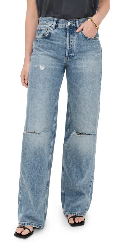 Anine Bing Hugh Jeans In Blue Cotton