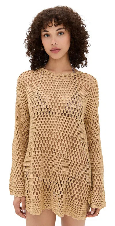 Show Me Your Mumu Paula Pullover Swim Coverup In Latte Crochet