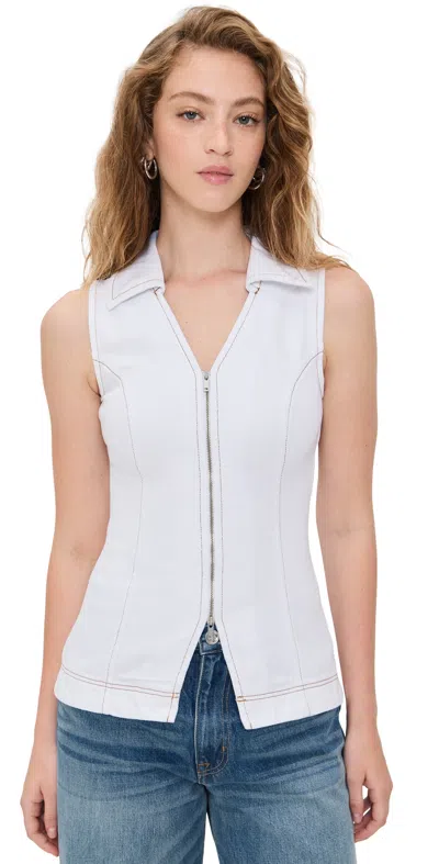 Aligne Whim Collared Zip-front Denim Vest Top