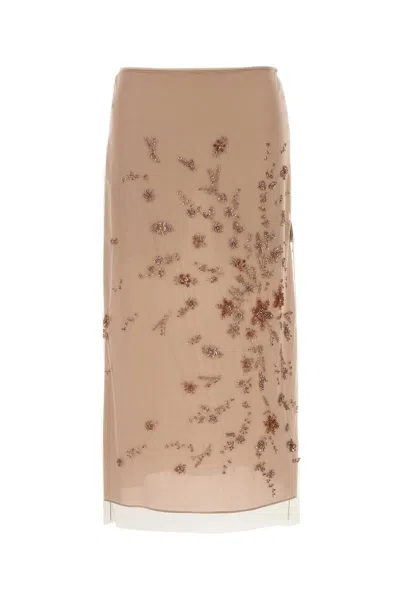 Fendi Embroidered Tulle Maxi Skirt With Sheer Overlay