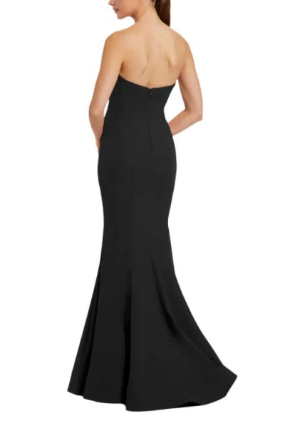 Mac Duggal Crepe Strapless Mermaid With 3d Flowers Gown