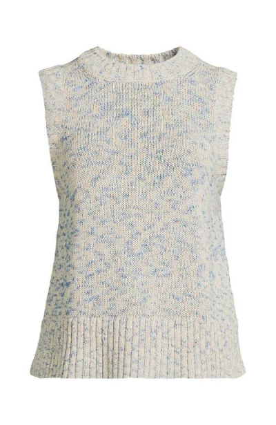 Lands' End Cotton Tweed Textured Crewneck Vest Sweater