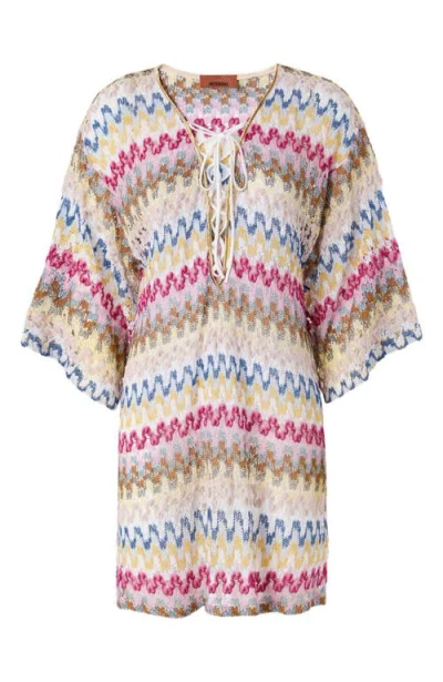 Missoni Short Cover-up Caftan In Lamé Viscose Lace