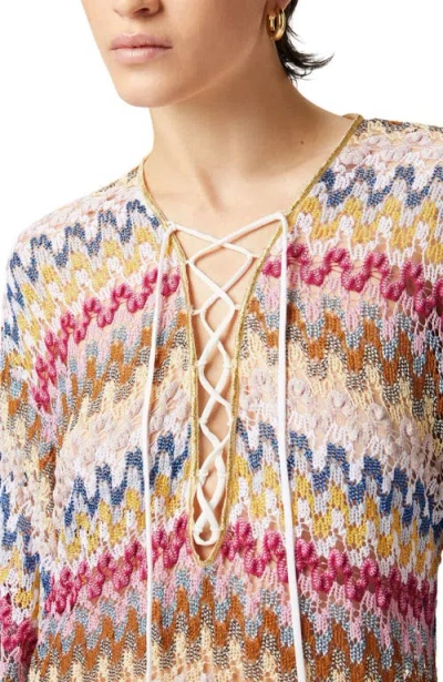 Missoni Short Cover-up Caftan In Lamé Viscose Lace