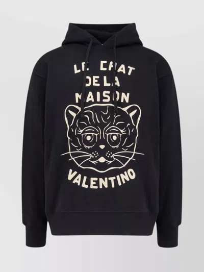 Shop Valentino Hooded Graphic Print Sweater