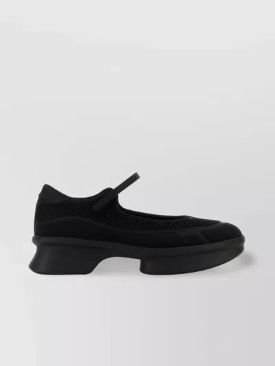 Prada Mesh Upper Round Toe Rubber Sole Ballerinas In Black