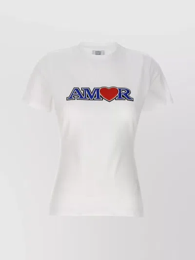 Vetements Love Crew Neck Embroidered Graphic Print T-shirt In White