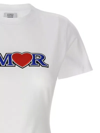Vetements Love Crew Neck Embroidered Graphic Print T-shirt In White