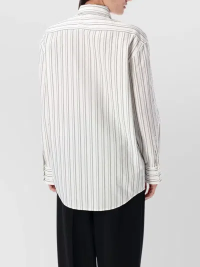 Saint Laurent Striped Cotton Shirt Curved Hem