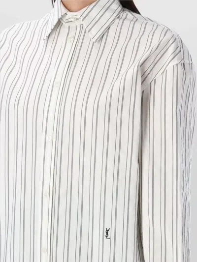 Saint Laurent Striped Cotton Shirt Curved Hem