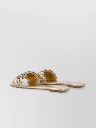 Stuart Weitzman Meadow Slide Floral Embellishments In Gold