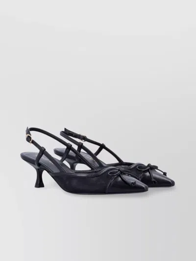 Stuart Weitzman Mesh And Leather Slingback Pumps With Sculptural Heel