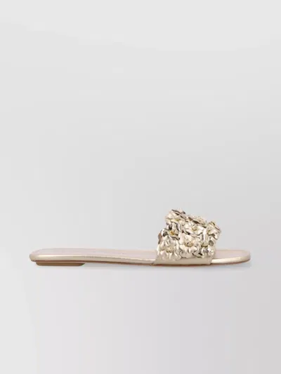Stuart Weitzman Meadow Slide Floral Embellishments In Gold