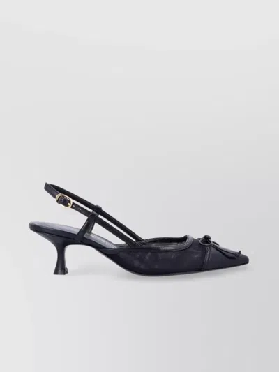 Stuart Weitzman Mesh And Leather Slingback Pumps With Sculptural Heel
