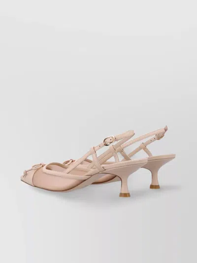 Stuart Weitzman Mesh And Leather Slingback Pumps With Sculptural Heel