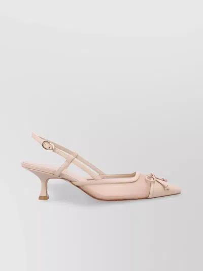 Stuart Weitzman Mesh And Leather Slingback Pumps With Sculptural Heel