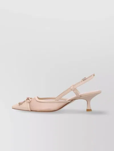 Stuart Weitzman Mesh And Leather Slingback Pumps With Sculptural Heel